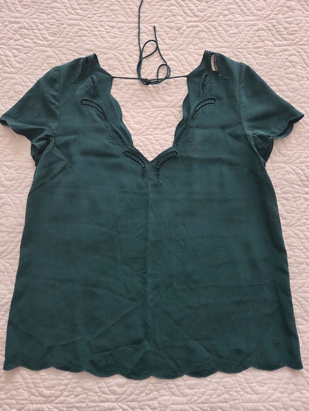 Sezane Green Silk Women's Top